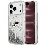 Husa MagSafe pentru Apple iPhone 18 Pro Max / 17 Pro Max, Karl Lagerfeld, Liquid Glitter Karl &amp; Choupette Head's, Transparenta