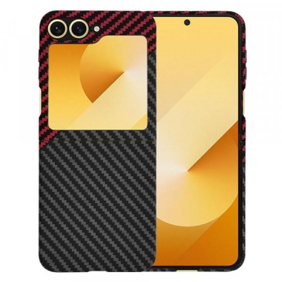 Husa pentru Samsung Galaxy Z Flip7 FE F741 / Z Flip6 F741, Techsuit, Carbonite FiberShell, Neagra Rosie foto