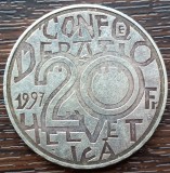 (A65) MONEDA DIN ARGINT ELVETIA - 20 FRANCS 1997, NASTERE JEREMIAS GOTTHELF, Europa