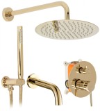Set de duș incastrat Rea Lungo Gold Auriu cu BOX