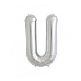 Balon Folie Litera U Argintiu - 40 cm