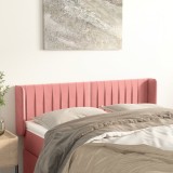 VidaXL Tăblie de pat cu aripioare roz 147x16x78/88 cm catifea