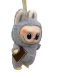 Figurina Labubu absolvent cu carte si rucsac - 15 cm culoare maro - Gri