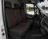 Cumpara ieftin Set Huse Textile pentru Mercedes Sprinter W906 2006-2018 - Negru cu Cusatura Rosu