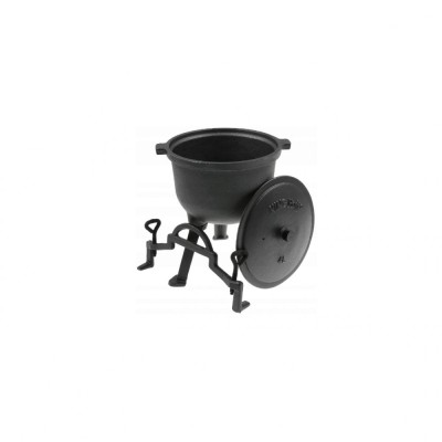 Ceaun din fonta cu picioare si capac, 5litri, 28cm, negru, Kinghoff foto