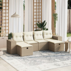 vidaXL Set canapele de grădină cu perne, 6 piese, bej, poliratan