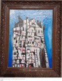 Tablou Harry Guttman, Citadina, 51x38cm, ulei pe placaj, rama foarte frumoasa, Nonfigurativ, Abstract