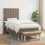 VidaXL Pat box spring cu saltea, gri taupe, 90x190 cm, textil