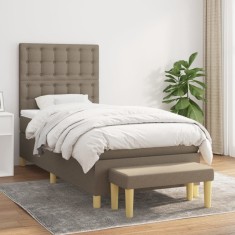 vidaXL Pat box spring cu saltea, gri taupe, 100x200 cm, textil 3137457