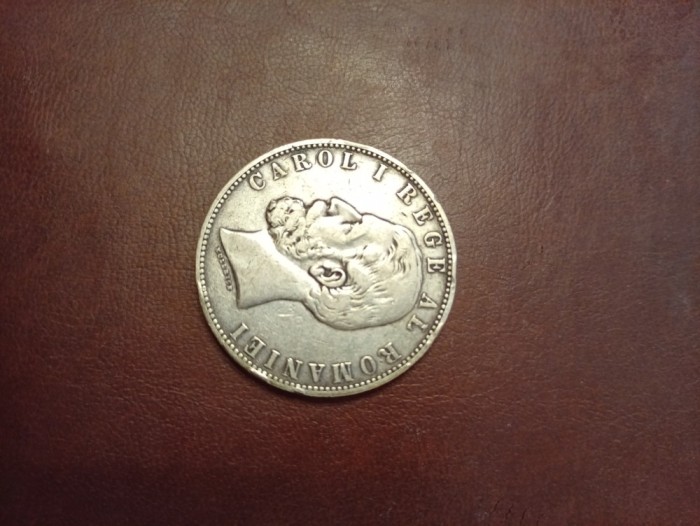Moneda istorica din Argint 5 lei Regele Carol I Romania 1883