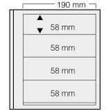 Set 5 folii pentru timbre, D-Blank 614PA, cu 4 buzunare de 58 x 190 mm