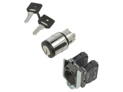 Comutator rotativ cu cheie 22mm 3 NO x2 negru foto