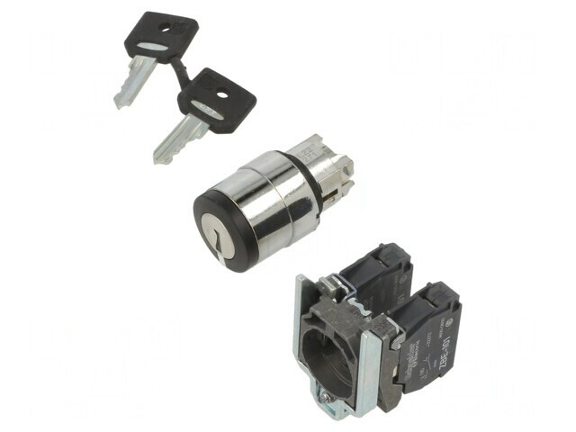 Comutator rotativ cu cheie 22mm 3 NO x2 negru
