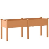 Outsunny Pat de grădină urban ridicat din lemn 184x59x76,5 cm cu 6 orificii de drenaj pentru cultivare plante flori Maro | Aosom Romania