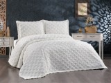 Set Cuvertura De Lux Bumbac 100% 3 Piese 240X260 Cm-Model Premium Alb