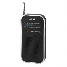 Radio portabil de buzunar Akai, AM/FM, antena telescopica, difuzor mono, Negru foto
