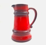 Ulcior Vaza Ceramica Rosie cu toarta 20 cm inaltime oala pentru Sos Germania anii &#039;70