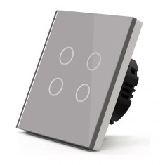 Intrerupator smart, Tuya Smart Life, Home Light Switch, control vocal APP, wi-fi 2, 4GHz+bluetooth, N+L, 4 butoane, compatibil Alexa si Google assista