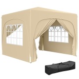 Outsunny Pavilion Barnum Cort pliant pentru recepții 3 x 3 x 2,73 m cu ferestre + Geantă de transport nisip | Aosom Romania