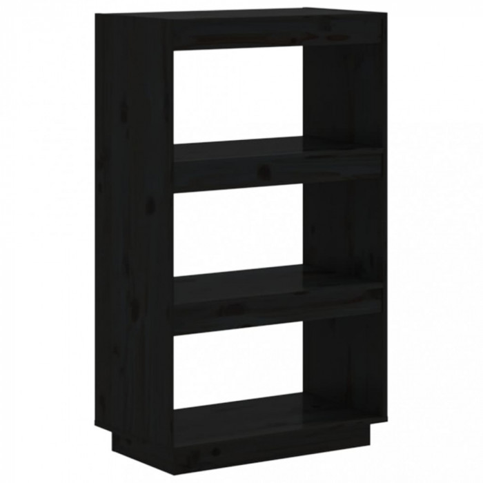 Bibliotecă/Separator cameră negru 60x35x103 cm lemn masiv pin