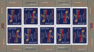 LITUANIA 2003 EUROPA CEPT - AFISE -Serie1 timbru in coala de10 (tete-Beche) MNH foto
