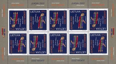 LITUANIA 2003 EUROPA CEPT - AFISE -Serie1 timbru in coala de10 (tete-Beche) MNH foto