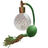 Sticla Parfum, Zamo&reg;, Green Pump, cu Pulverizator Infiletabil si Capac, Capacitate 90ml, Model Vintage, Transparent cu Verde