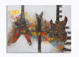 Tablou decorativ Guitars Arty, Mauro Ferretti, 90x120 cm, pictat manual, canvas/lemn de pin