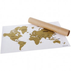 Harta lumii razuibila, Everestus, WT01, hartie si pudra de aluminiu, alb, bronz foto