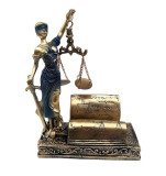 Statueta decorativa Zeita Justitiei cu suport pentru carti de vizita,18 cm, 143H