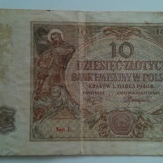 Bancnota Polonia - Ocupatie Germana - 10 Zlotych 01-03-1940