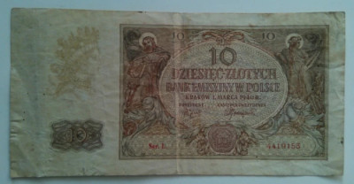 Bancnota Polonia - Ocupatie Germana - 10 Zlotych 01-03-1940 foto