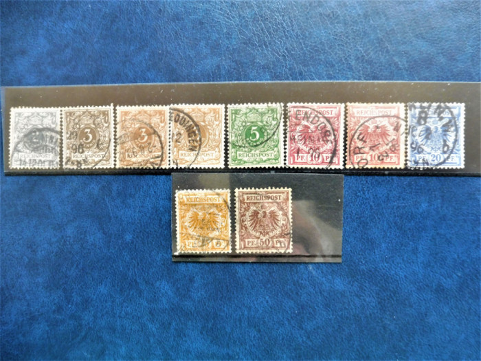 Germania 1889 -Vulturul Imperial, Fara Filigran, Stampilate, Mi45-50, Mi52 (T25)