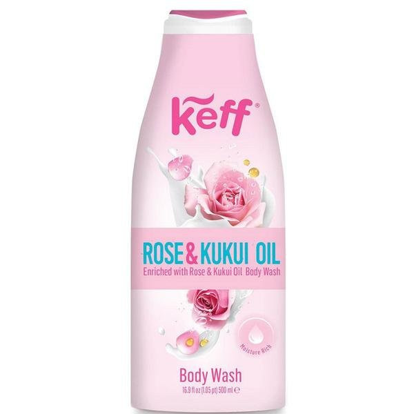 Gel de dus, Keff, Rose &amp; Kukui Oil, 500 ml