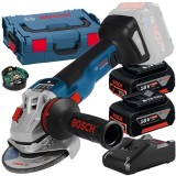 Bosch GWS 18V-10 SC + GBA + GAL 18V-40 - Polizor unghiular 150 mm valiza speciala accesorii + Set 2 acumulatori si incarcator Li-Ion 18 V 5 Ah