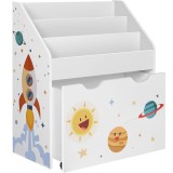 SONGMICS Organizator de jucarii si carti pentru copii, multifunctional, cutie detasabila cu roti, 63x30x70cm, alb Household NewTrend