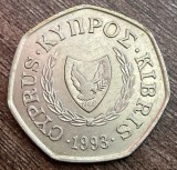 C50 CL 1 - Moneda foarte veche - Cipru - 50 centi - 1993