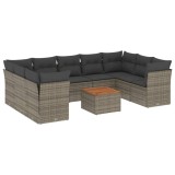 Cumpara ieftin Set mobilier de gradina cu perne, 10 piese, gri, poliratan