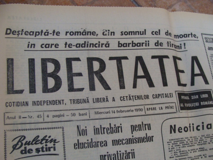 ziarul libertatea - 14 februarie 1990