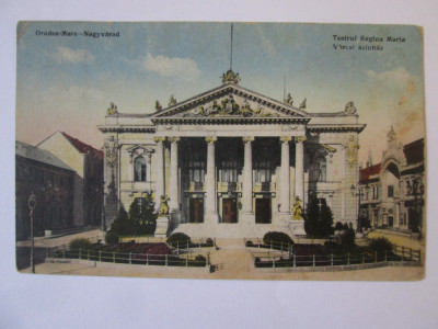 Carte postala Oradea-Teatrul Regina Maria,circulata 1924 foto