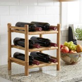 vidaXL Raft pentru vin natural 32,5 x 29,5 x 36 cm Bambus 42028069