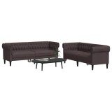 vidaXL Set canapele, 2 piese, maro &icirc;nchis, material textil