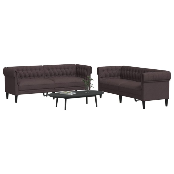 vidaXL Set canapele, 2 piese, maro &icirc;nchis, material textil