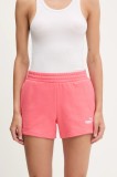 Puma pantaloni scurți culoarea roz, cu imprimeu, high waist, 682439