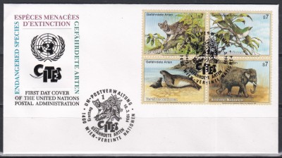 Natiunile Unite Viena 1994 - Animale amenințate, FDC foto