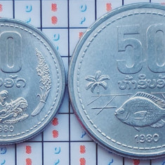 01B42 Laos set 2 monede 1980 10, 50 Att 1980 UNC