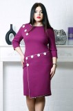 Cumpara ieftin Rochie accesorizata cu nasturi si fusta petrecuta culoare fucsia - 40Marimea