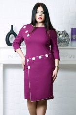 Rochie accesorizata cu nasturi si fusta petrecuta culoare fucsia - 44Marimea foto