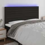 Cumpara ieftin Tăblie de pat cu LED, negru, 160x5x118/128 cm, textil