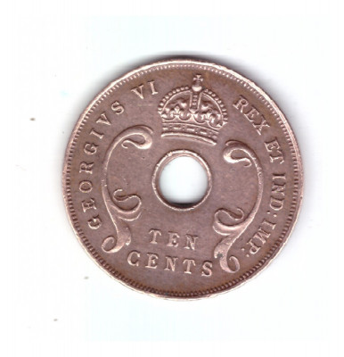 Moneda Africa de est 10 cents/centi 1945 SA, stare buna, curata foto